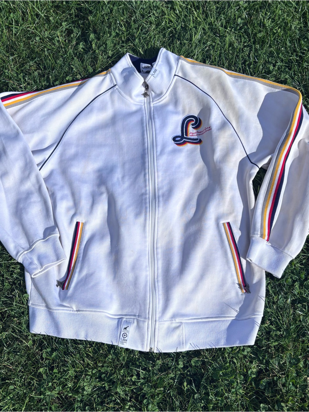 Lrg Y2K White Track Jacket with Stripe Trim